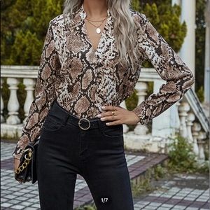 Snake skin long sleeve blouse